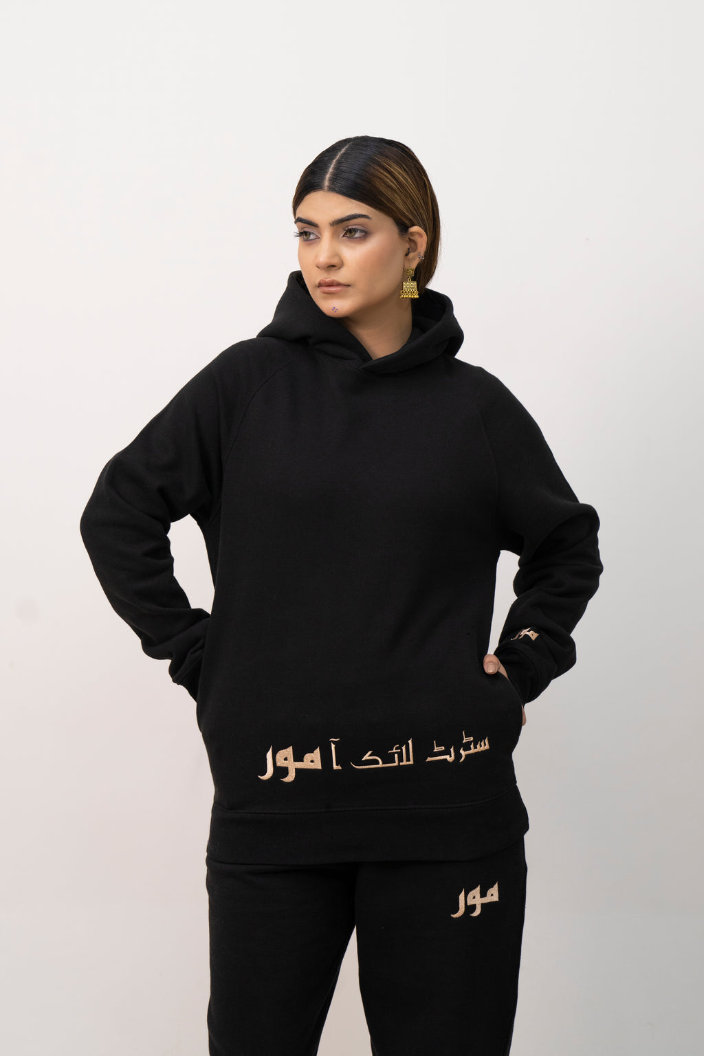 Black Caligraphic Hoodie