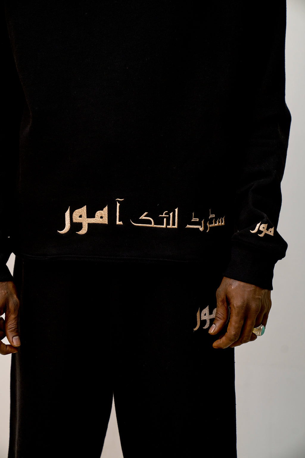 Black Caligraphic Hoodie