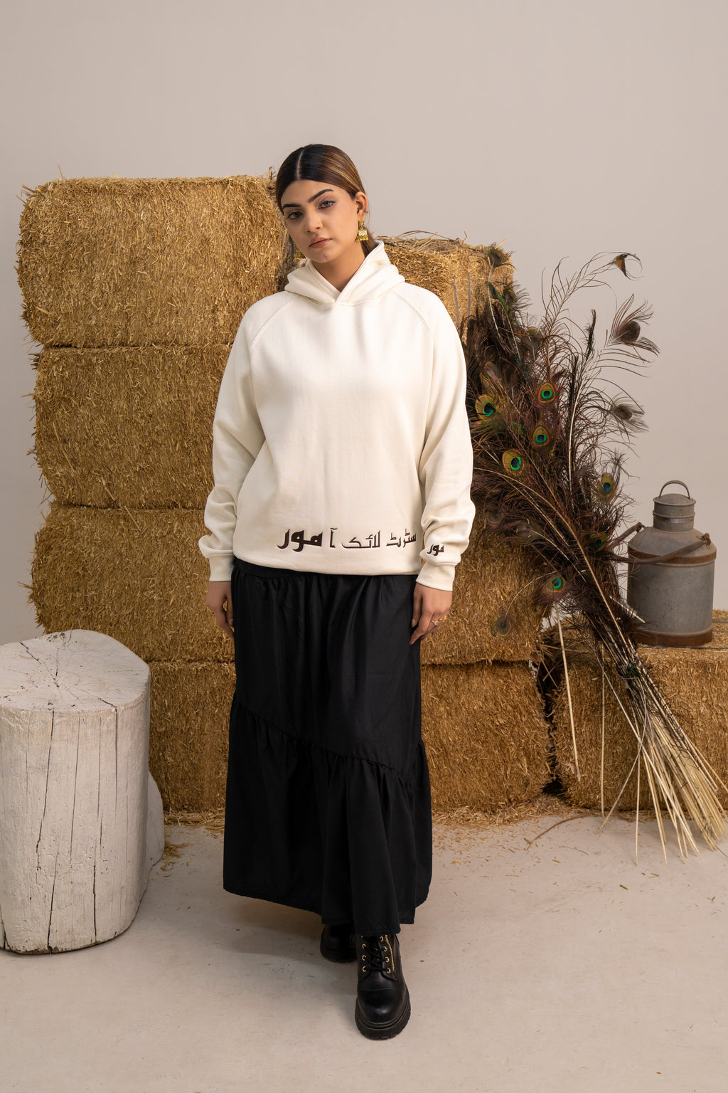 Ivory Cligraphic Hoodie