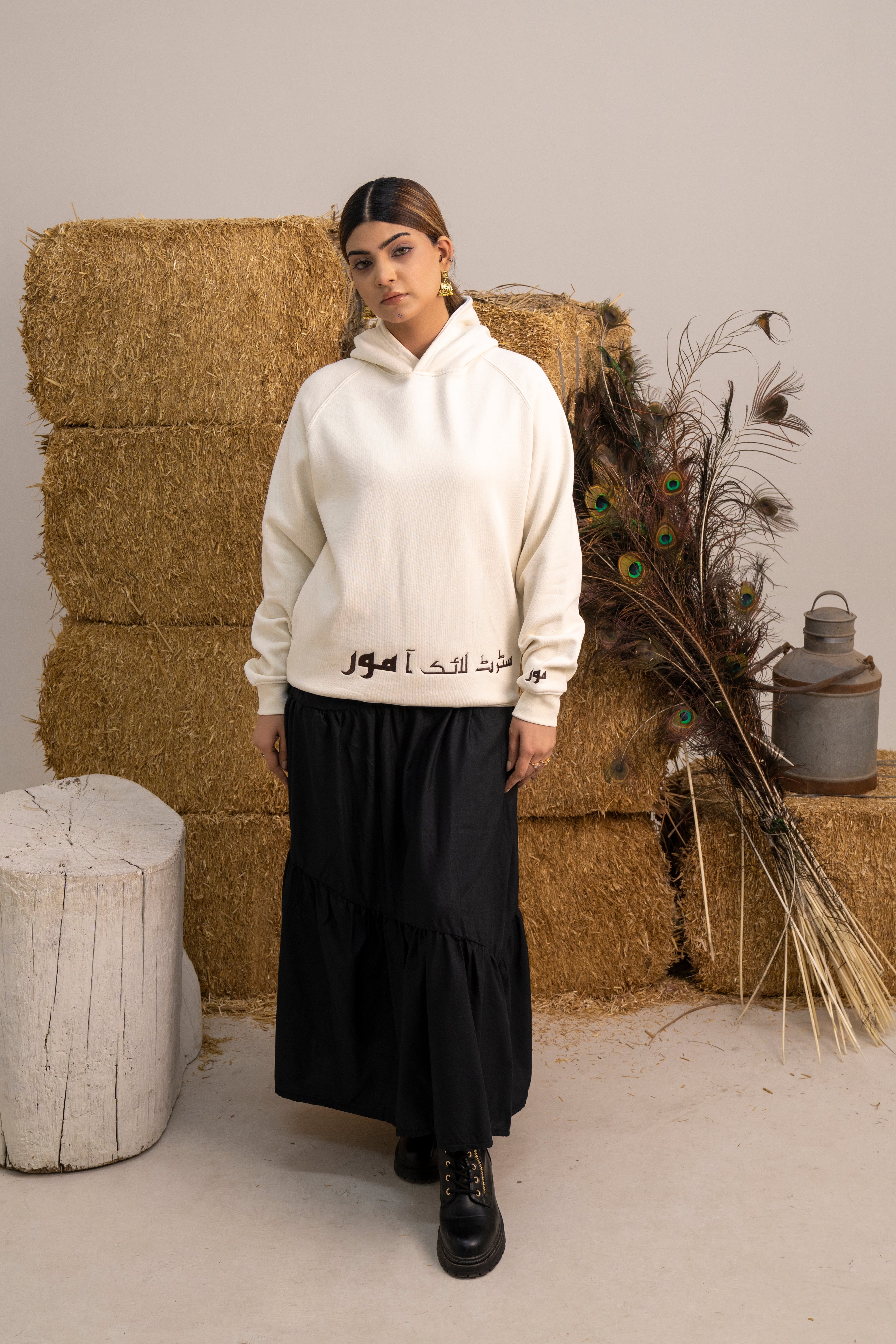 Ivory Cligraphic Hoodie