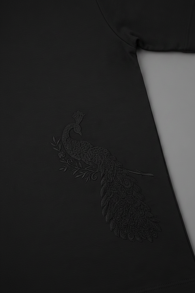 Black T-Shirt Embroidery Detail