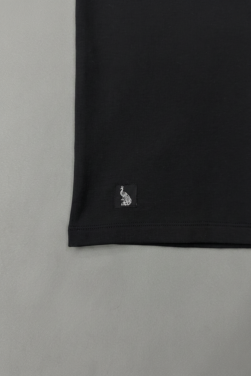 Black T-Shirt Hem Label Detail