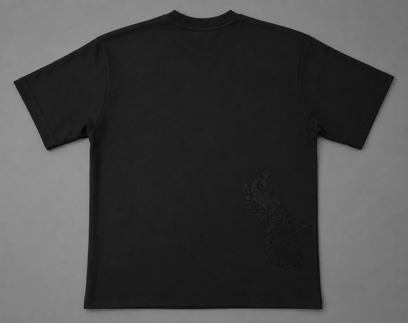 Embroidered Terry Crew Neck Charcoal Black