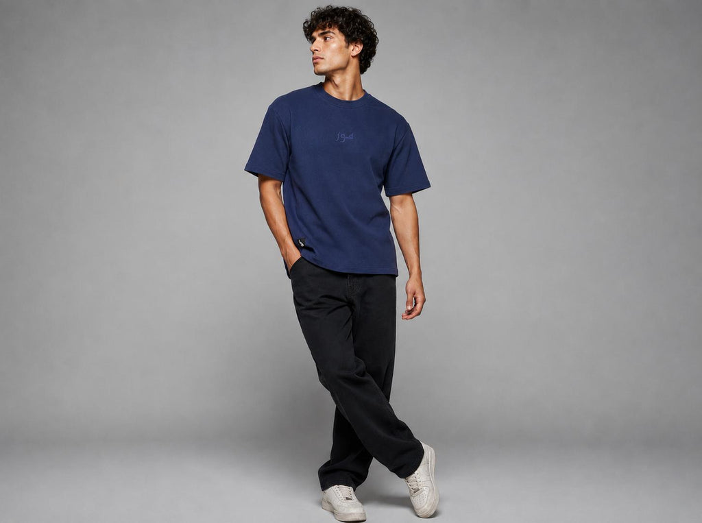 Oversized Terry Crew Neck Midnight Blue