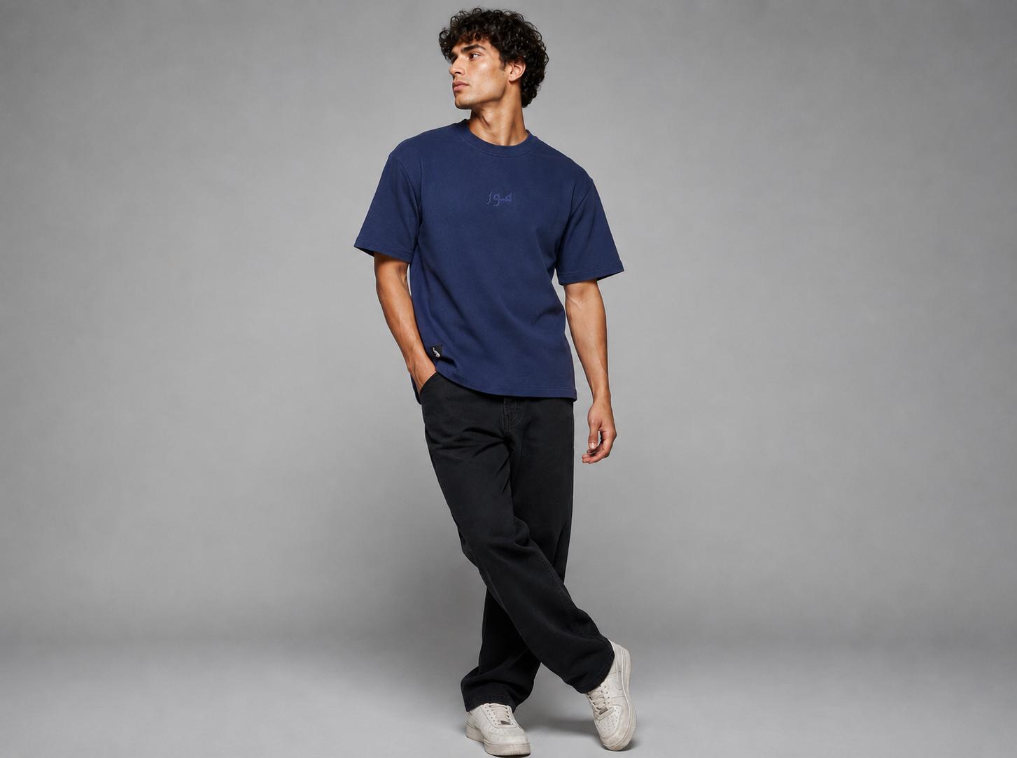 Oversized Terry Crew Neck Midnight Blue