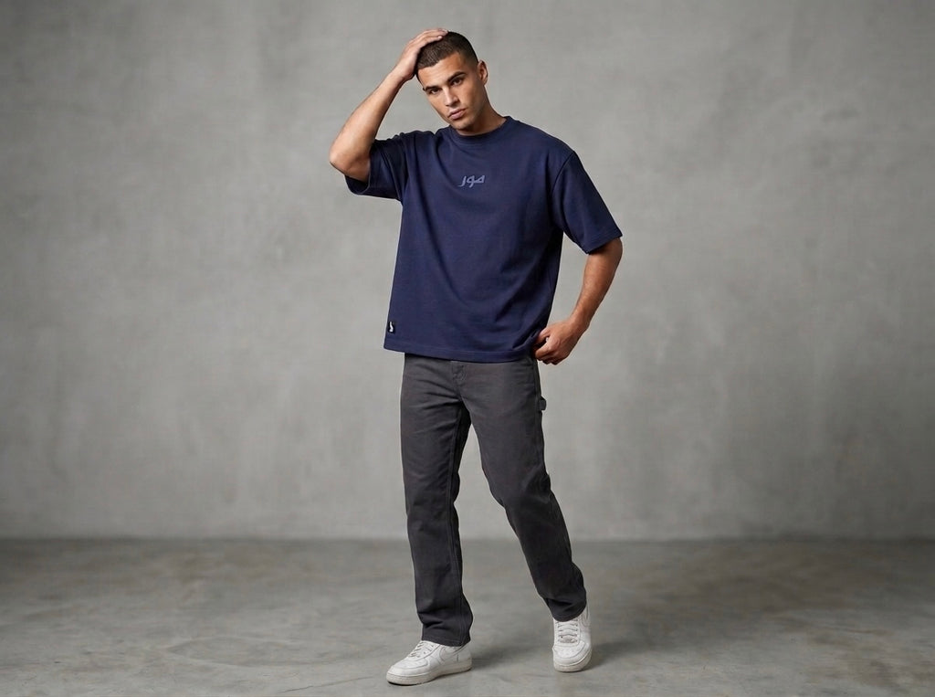 Oversized Terry Crew Neck Midnight Blue