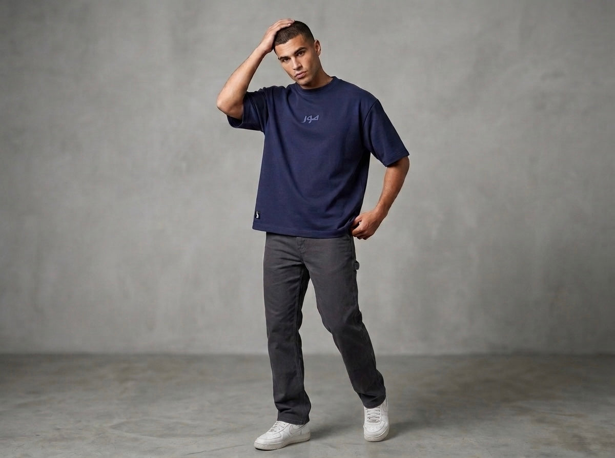 Oversized Terry Crew Neck Midnight Blue