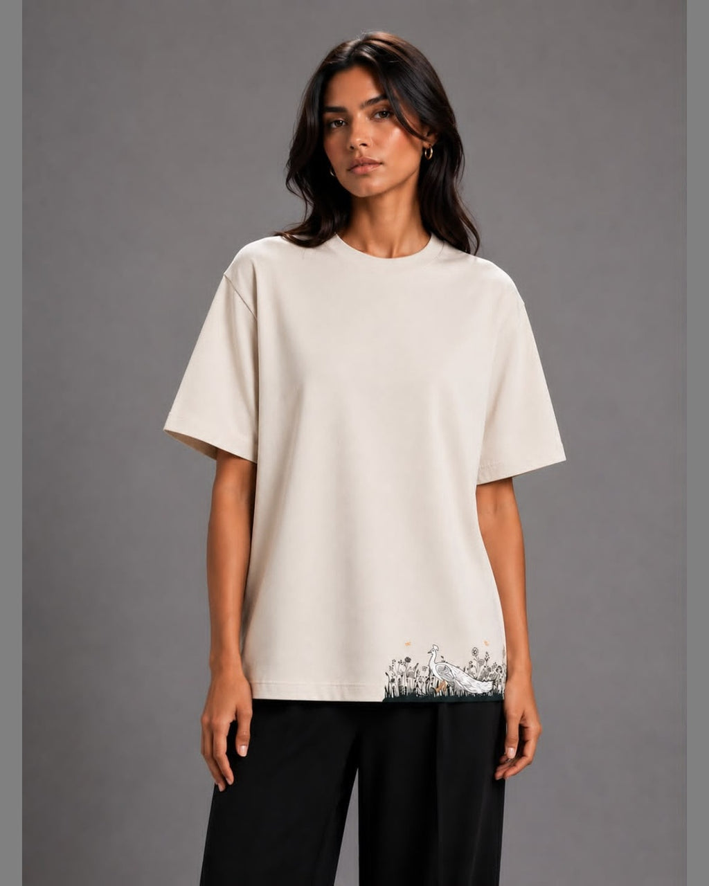 Oversized Terry Crew Neck ivory