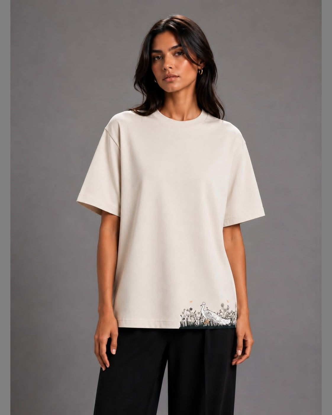 Oversized Terry Crew Neck ivory