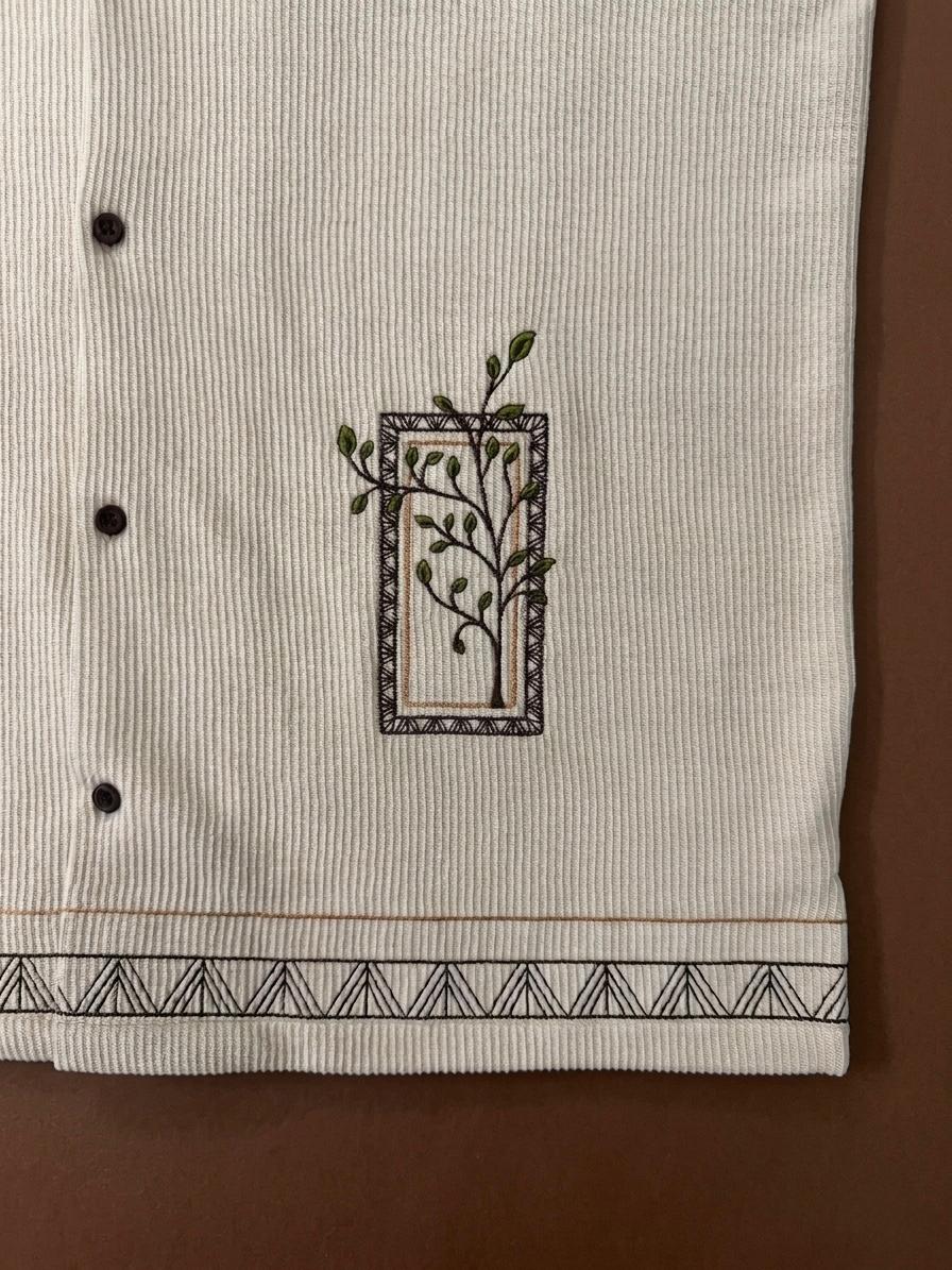 Knitted style Embroidered Cuban Shirt